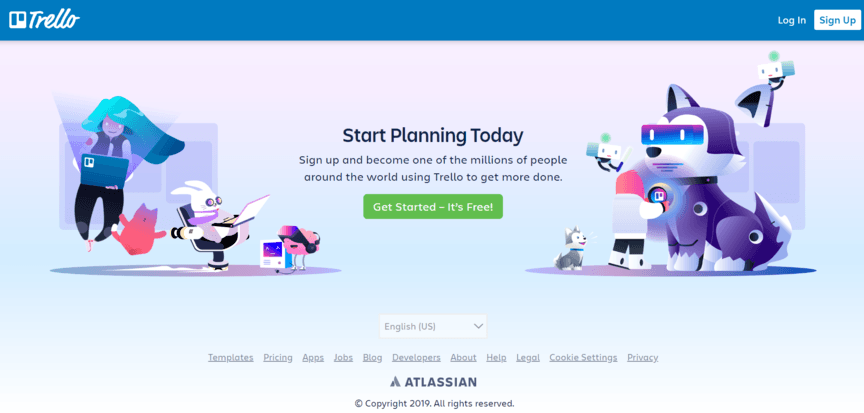 اسکرین شاتی از سایت Trello